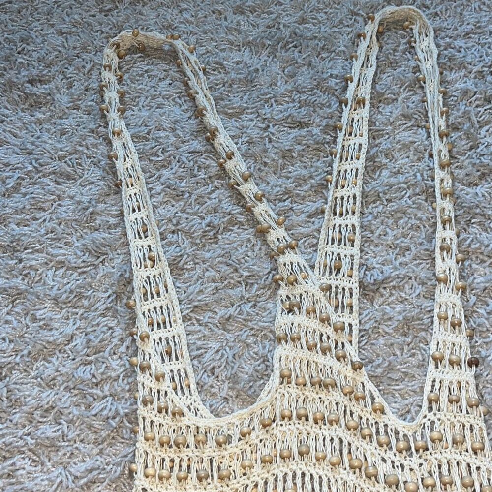 Cute Vintage Crochet Shoulder Bag with Beads - Picture 3 of 12